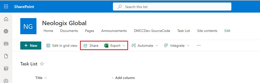 Export sharepoint list formats
