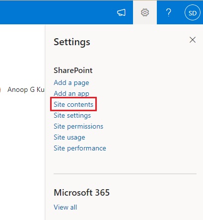 sharepoint site content